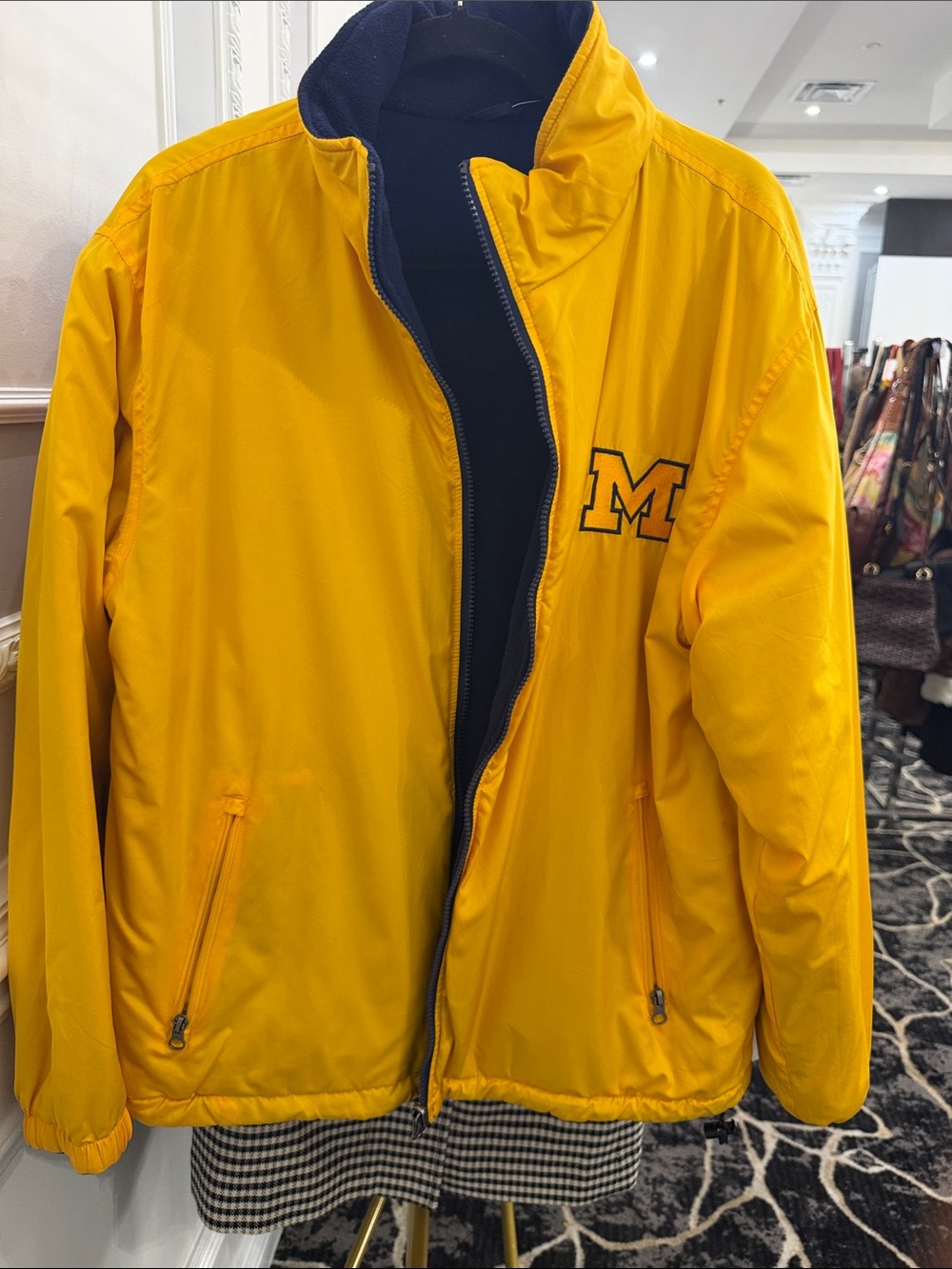 Wolverine Yellow Windbreaker Jacket with 'M' Chest Patch